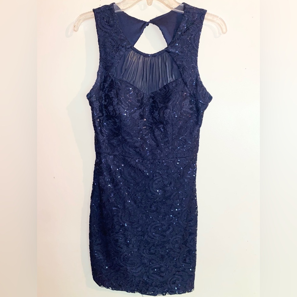 City Triangle Navy Blue Sparkling Mini Dress Size 9